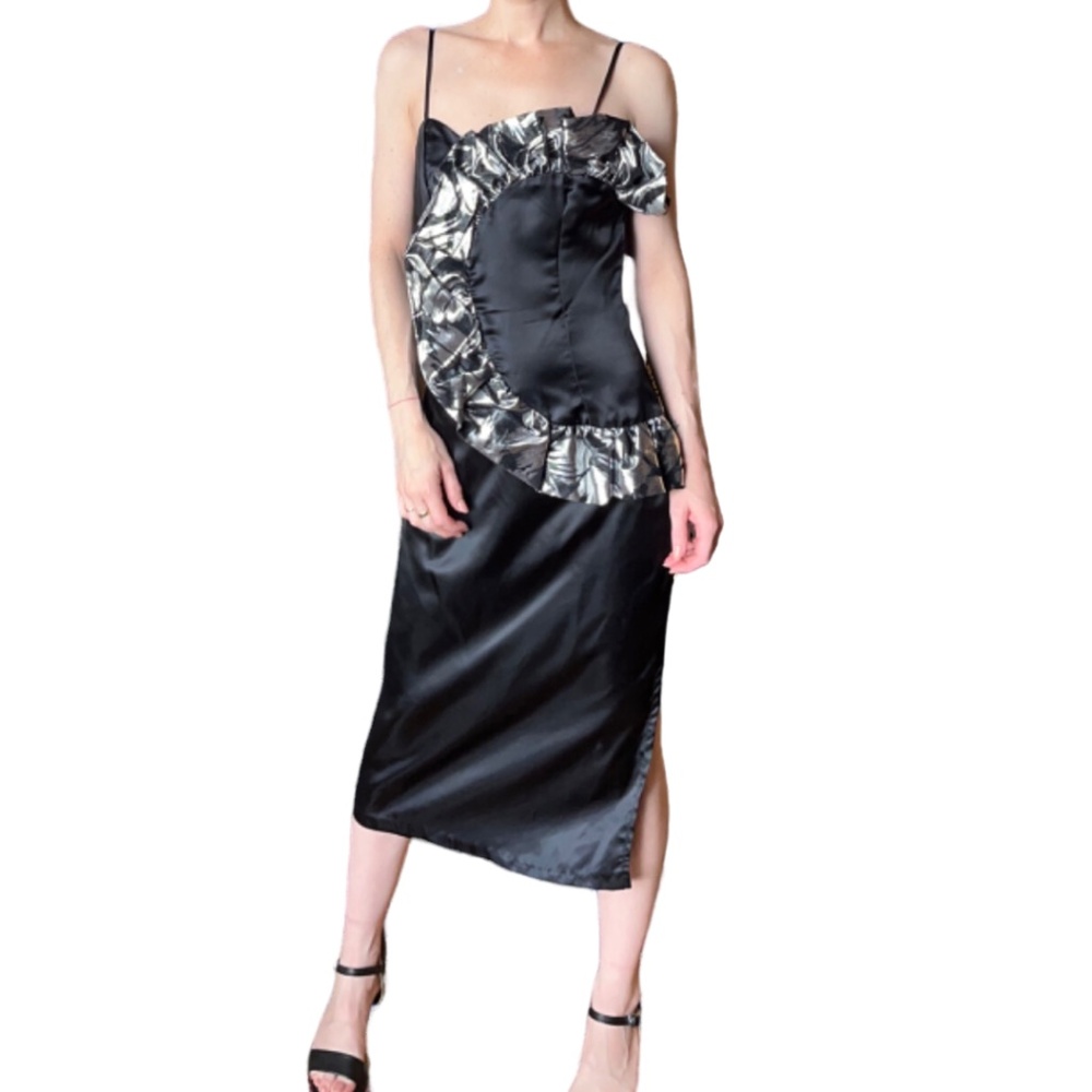 Vintage Black And Silver Dress With Slit